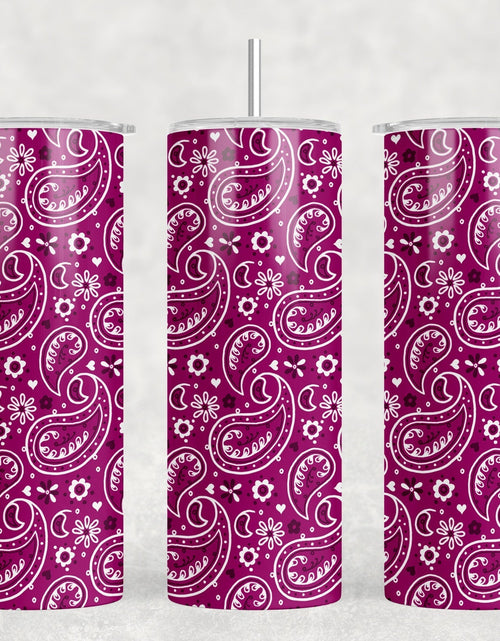 Load image into Gallery viewer, Pink Paisley  - 20 oz Steel Skinny Tumbler - Optional Blue Tooth Speaker - Speaker Color will Vary by Rowdy Ridge Co
