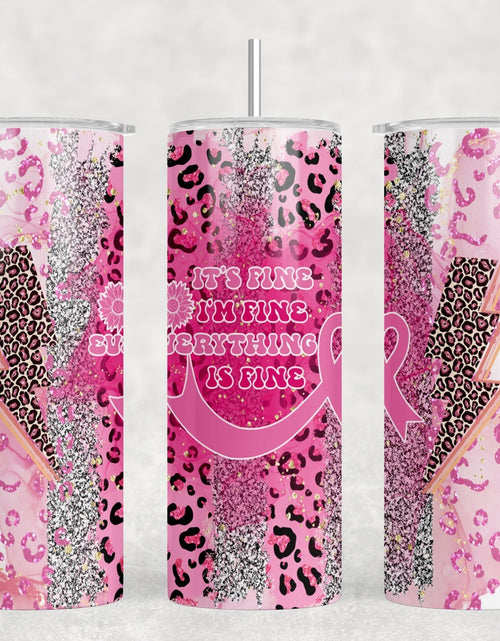 Load image into Gallery viewer, Pink Ribbon |Skinny Tumbler|Optional Bluetooth Speaker| Speaker Color Varies by Rowdy Ridge Co
