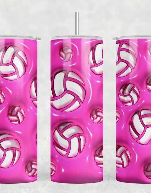 Load image into Gallery viewer, Pink Volleyball|Skinny Tumbler|Optional Bluetooth Speaker| Speaker Color Varies by Rowdy Ridge Co

