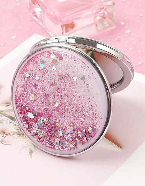 Load image into Gallery viewer, Glitter Quicksand Double-Sided Portable Mirror by KE Cosmetics
