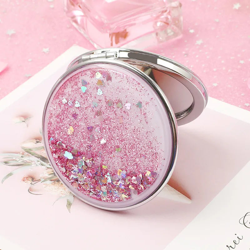 Glitter Quicksand Double-Sided Portable Mirror by KE Cosmetics