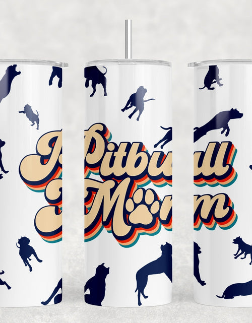 Load image into Gallery viewer, Pitbull Mom - 20 oz Steel Skinny Tumbler - Optional Blue Tooth Speaker - Speaker Color will Vary by Rowdy Ridge Co
