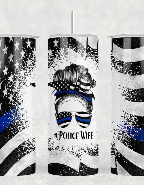 Load image into Gallery viewer, Police Wife|Skinny Tumbler|Optional Bluetooth Speaker| Speaker Color Varies by Rowdy Ridge Co
