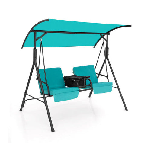 Load image into Gallery viewer, Porch Swing Chair with Adjustable Canopy-Turquoise
