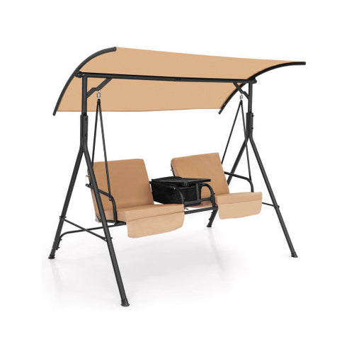 Load image into Gallery viewer, Porch Swing Chair with Adjustable Canopy-Beige
