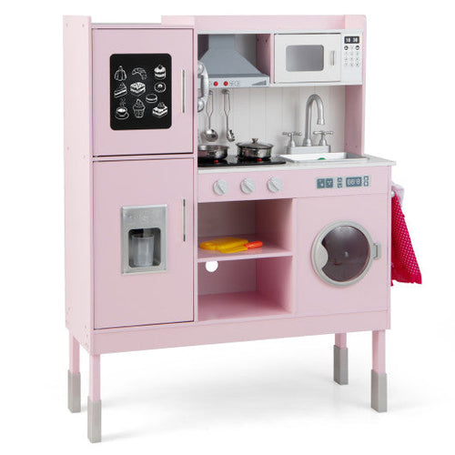 Load image into Gallery viewer, Pretend Play Kitchen for Kids with 16 Pieces Accessories-Pink
