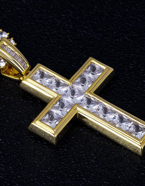 Load image into Gallery viewer, Princess Cut Cross Pendant 14K Gold Plated by Bling Proud | Urban Jewelry Online Store
