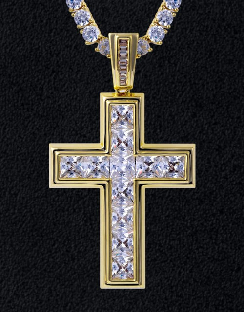 Load image into Gallery viewer, Princess Cut Cross Pendant 14K Gold Plated by Bling Proud | Urban Jewelry Online Store
