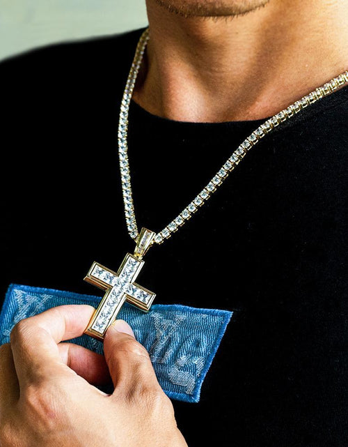 Load image into Gallery viewer, Princess Cut Cross Pendant 14K Gold Plated by Bling Proud | Urban Jewelry Online Store
