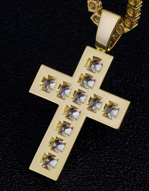 Load image into Gallery viewer, Princess Cut Cross Pendant 14K Gold Plated by Bling Proud | Urban Jewelry Online Store
