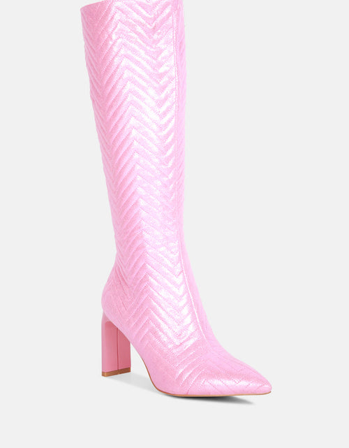 Load image into Gallery viewer, prinkles quilted italian block heel calf boots by London Rag
