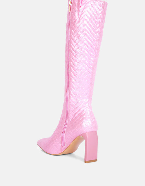 Load image into Gallery viewer, prinkles quilted italian block heel calf boots by London Rag
