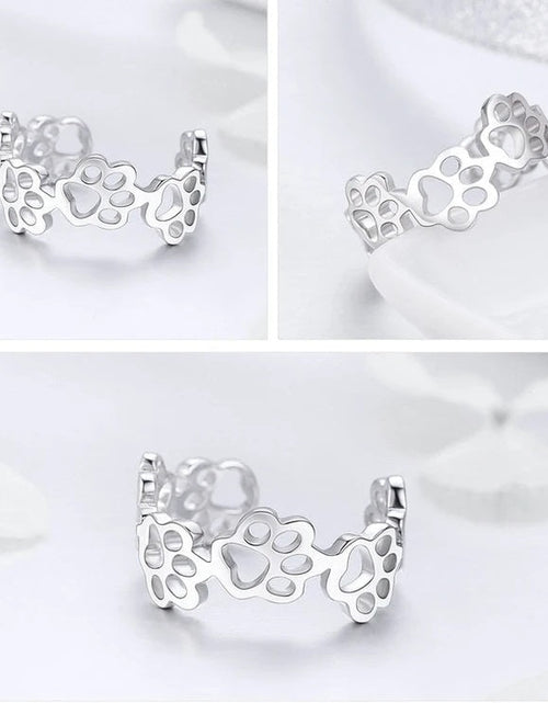 Load image into Gallery viewer, Cat &amp; Dog Paw Ring - Sterling Silver Adjustable by PetWithMe
