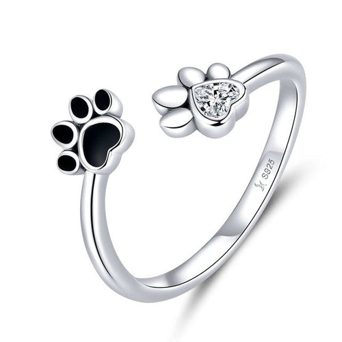 Load image into Gallery viewer, Sterling Silver Dog Paw Adjustable Rings by PetWithMe
