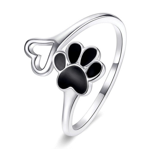Load image into Gallery viewer, Sterling Silver Dog Paw Adjustable Rings by PetWithMe
