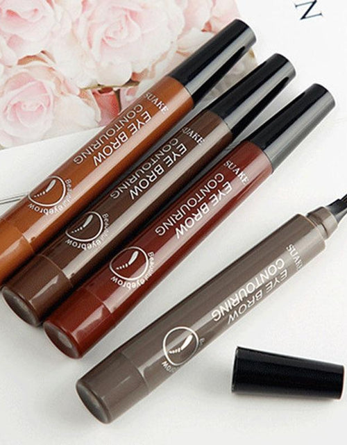 Load image into Gallery viewer, 4 TIP Eyebrow Tattoo Pen - Microblading Eyebrow Pen with a Micro-Fork Tip Applicator Creates Natural Looking Brows Effortlessly by Js House
