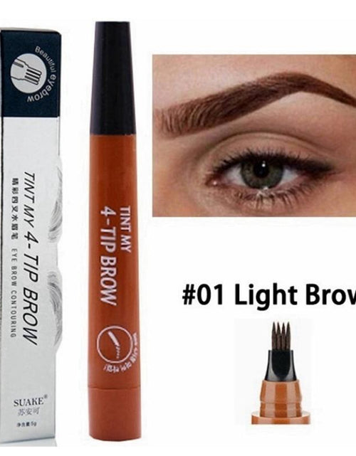 Load image into Gallery viewer, 4 TIP Eyebrow Tattoo Pen - Microblading Eyebrow Pen with a Micro-Fork Tip Applicator Creates Natural Looking Brows Effortlessly by Js House
