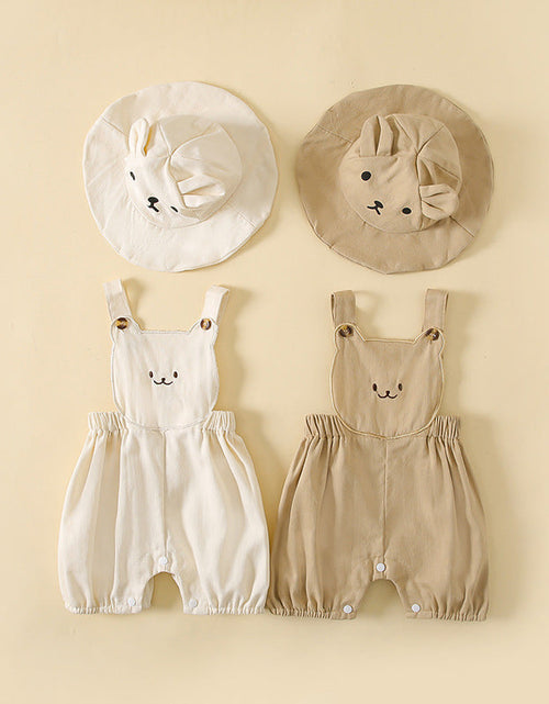 Load image into Gallery viewer, Baby Boys And Girls Stereoscopic Bear Sleeveless Straps Shorts With Sun Hat Sets In Summer by MyKids-USA™
