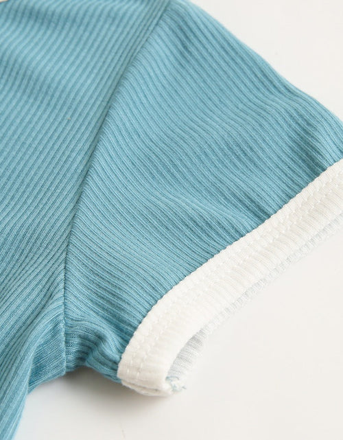 Load image into Gallery viewer, Baby Solid Color Neck Color Matching Design Sports Sets In Summer by MyKids-USA™
