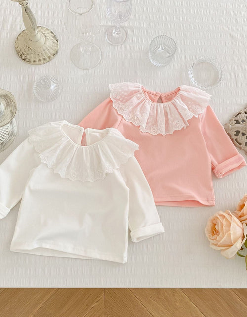 Load image into Gallery viewer, Baby Girl Solid Color Mesh Doll Neck Long Sleeve Top by MyKids-USA™
