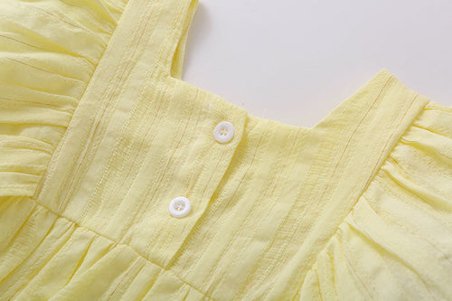 Load image into Gallery viewer, Baby Girl Solid Color Square Collar Design Short-Sleeved Onesies With Headband In Summer Outside Wearing by MyKids-USA™
