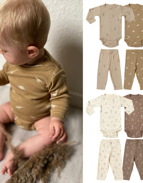 Load image into Gallery viewer, Baby Cartoon &amp; Floral Pattern Long Sleeve Onesies With Pants Sets by MyKids-USA™
