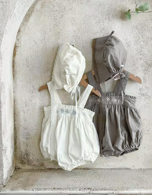 Load image into Gallery viewer, Baby Solid Color Embroidered Pattern Loose Dress &amp; Onesies With Hat by MyKids-USA™
