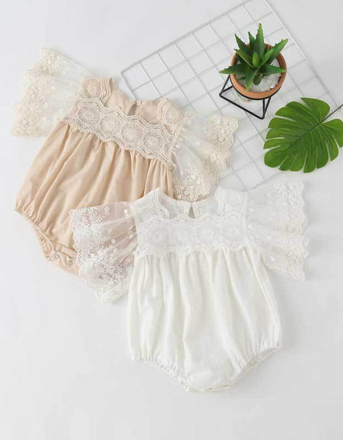 Load image into Gallery viewer, Baby Girl Lace-Sleeved Combo Lace-Collared Solid Onesies by MyKids-USA™
