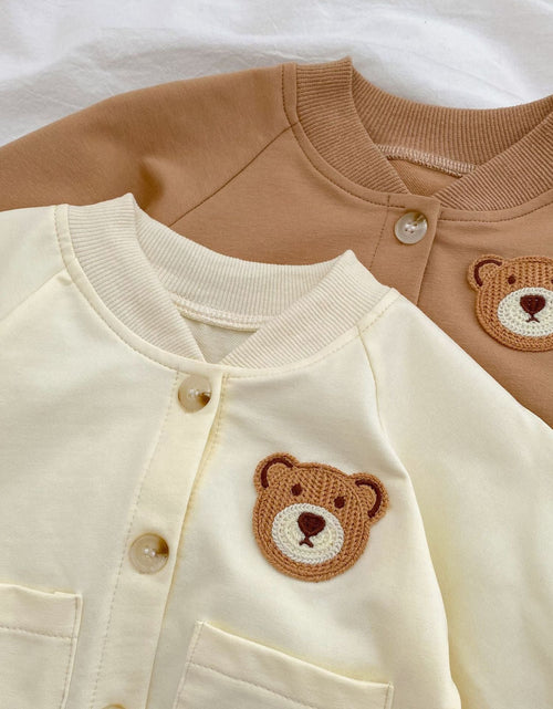 Load image into Gallery viewer, Baby Cartoon Bear Patched Pattern Cute Style Romper And Coat by MyKids-USA™
