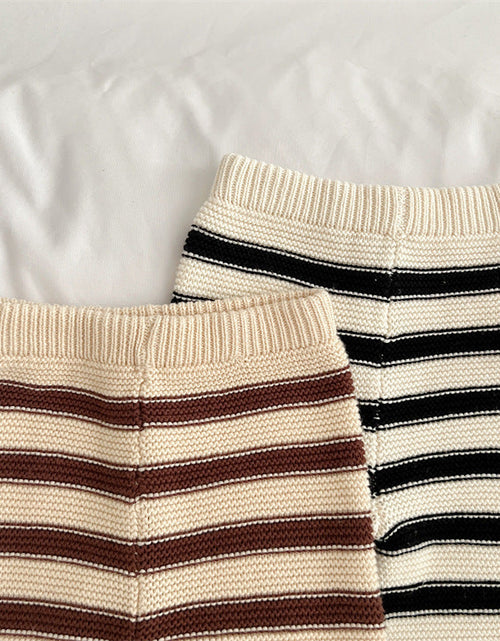 Load image into Gallery viewer, Baby Striped Pattern Lapel Knitted Cardigan With Pants Sets by MyKids-USA™

