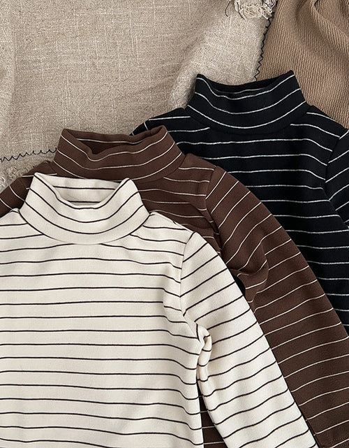 Load image into Gallery viewer, Baby Striped Pattern High Turtle Nack Soft Cotton Comfy Shirt by MyKids-USA™
