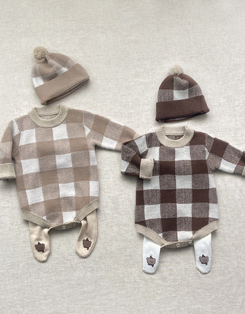 Load image into Gallery viewer, Baby Plaid Graphic Long Sleeve Crewneck Knit Thickened Onesies by MyKids-USA™
