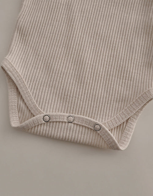 Load image into Gallery viewer, Baby Solid Color Pit Strip Fabric Long Sleeve Bodysuit by MyKids-USA™
