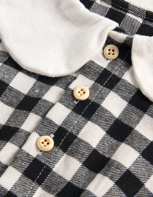 Load image into Gallery viewer, Baby Girl Plaid Pattern Doll Collar Design Long Sleeve Onesies With Buttons by MyKids-USA™
