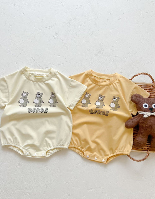 Load image into Gallery viewer, Baby Boy And Girl Bear Print Solid Color Design O-Neck Onesies by MyKids-USA™
