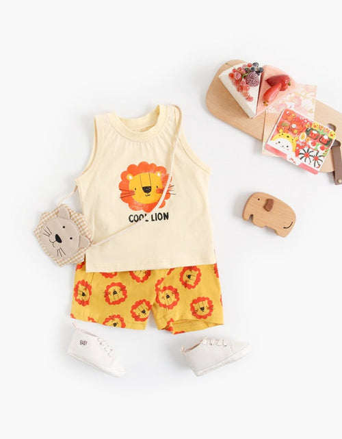 Load image into Gallery viewer, Baby Boy And Girl Animal Tiger Print Sleeveless Top Combo Shorts  Sets by MyKids-USA™
