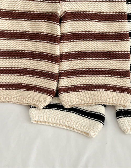 Load image into Gallery viewer, Baby Striped Pattern Lapel Knitted Cardigan With Pants Sets by MyKids-USA™
