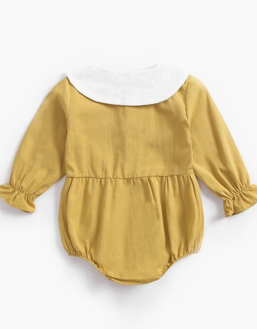 Load image into Gallery viewer, Baby Girl Doll Collar Design Solid Color Long Sleeve Onesies With Buttons by MyKids-USA™

