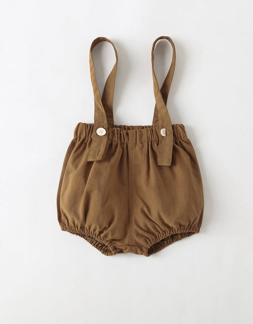 Load image into Gallery viewer, Baby Girl Solid Color Tee Combo Denim Strap Shorts 1-Piece Sets by MyKids-USA™
