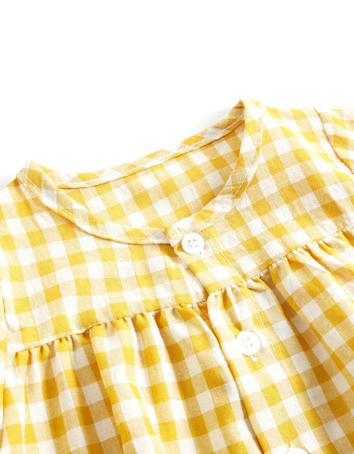 Load image into Gallery viewer, Baby Girl Plaid Pattern Single Breasted Design Shirt Combo Shorts Sets by MyKids-USA™
