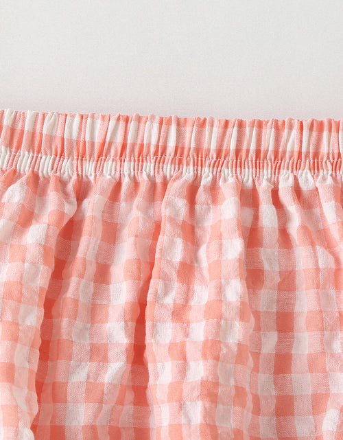 Load image into Gallery viewer, Baby Girl 1pcs Plaid Pattern Contrast Tape Lapel Design Combo Shorts Sets by MyKids-USA™
