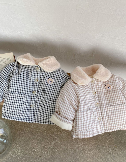 Load image into Gallery viewer, Baby Plaid Graphic Single Breasted Design Thickened Warm Winter Cotton Coat by MyKids-USA™
