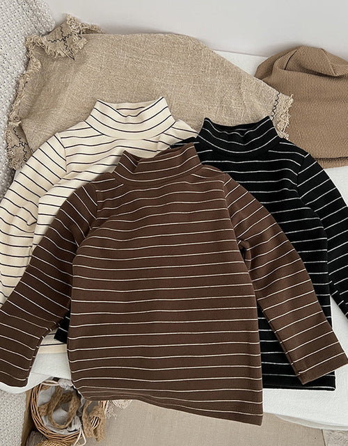 Load image into Gallery viewer, Baby Striped Pattern High Turtle Nack Soft Cotton Comfy Shirt by MyKids-USA™
