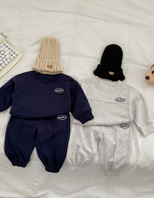 Load image into Gallery viewer, Baby Letter Graphic Pullover Hoodies With Pants Spring Sets by MyKids-USA™
