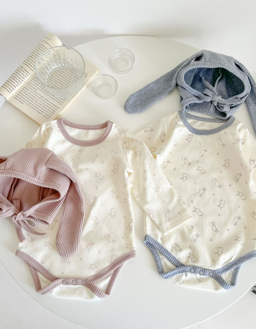 Load image into Gallery viewer, Baby Cute Bunny Graphic Long Sleeves Soft Cotton Bodysuit &amp; Hat by MyKids-USA™

