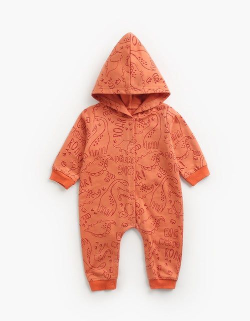 Load image into Gallery viewer, Baby Cartoon Dinosaur Graphic Snap Button Thin Style Rompers With Hat by MyKids-USA™
