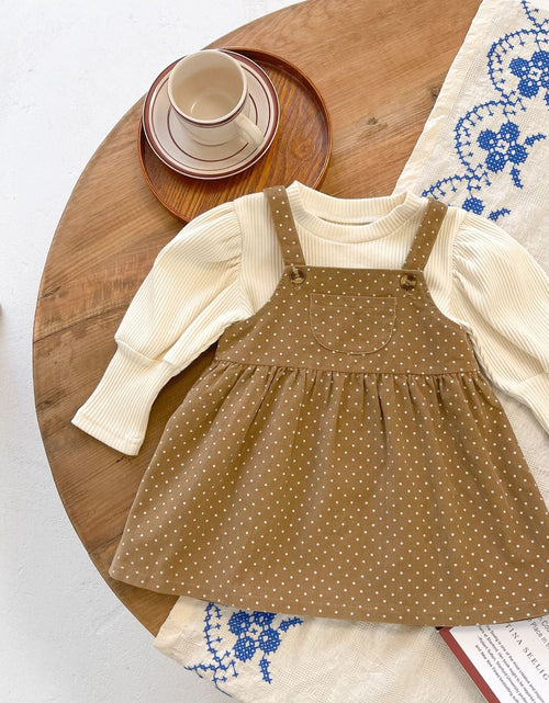 Load image into Gallery viewer, Baby Girls Dot Print Dress Combo Solid Top In Sets by MyKids-USA™
