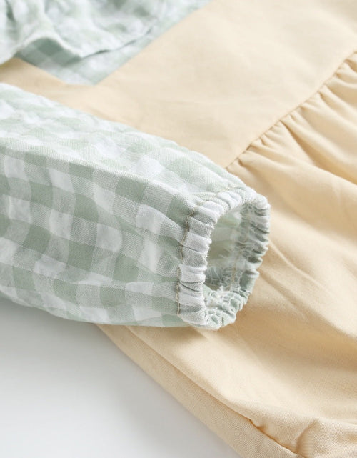 Load image into Gallery viewer, Baby Girl 1pcs Plaid Pattern False 2-Piece Design Ruffle Neck Onesies by MyKids-USA™
