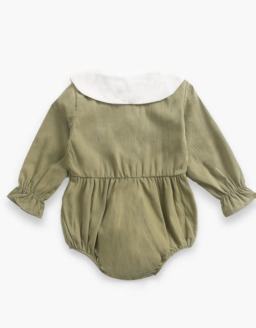 Load image into Gallery viewer, Baby Girl Doll Collar Design Solid Color Long Sleeve Onesies With Buttons by MyKids-USA™
