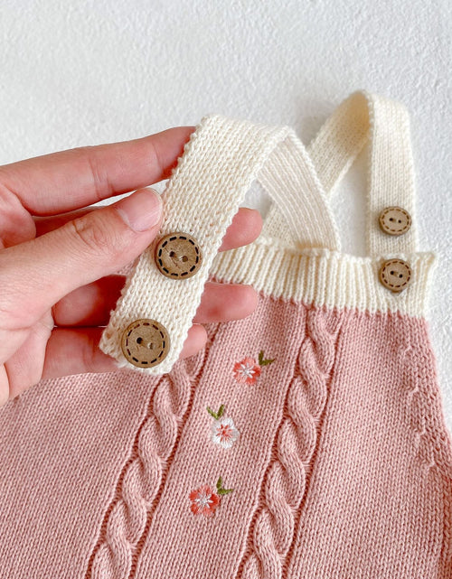 Load image into Gallery viewer, Baby Girl 1pcs Crochet Knitting Graphic Contrast Onesies &amp; Floral Embroidered Cardigan Sets by MyKids-USA™
